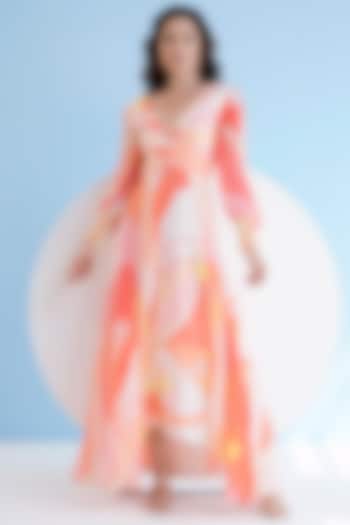 Multi-Colored Chiffon Printed Maxi Dress by Mandira Wirk