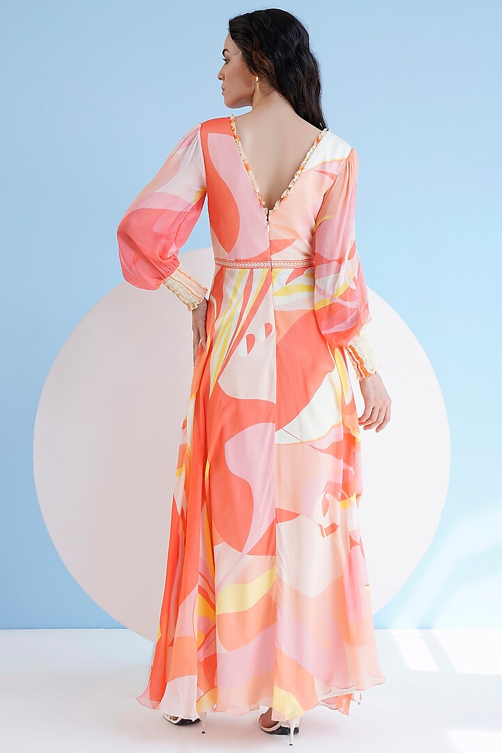 Multi-Colored Chiffon Printed Maxi Vacation Dress by Mandira Wirk - Resort at Pernia's Pop Up Shop