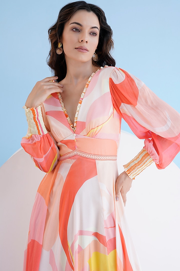 Multi-Colored Chiffon Printed Maxi Vacation Dress by Mandira Wirk - Resort at Pernia's Pop Up Shop