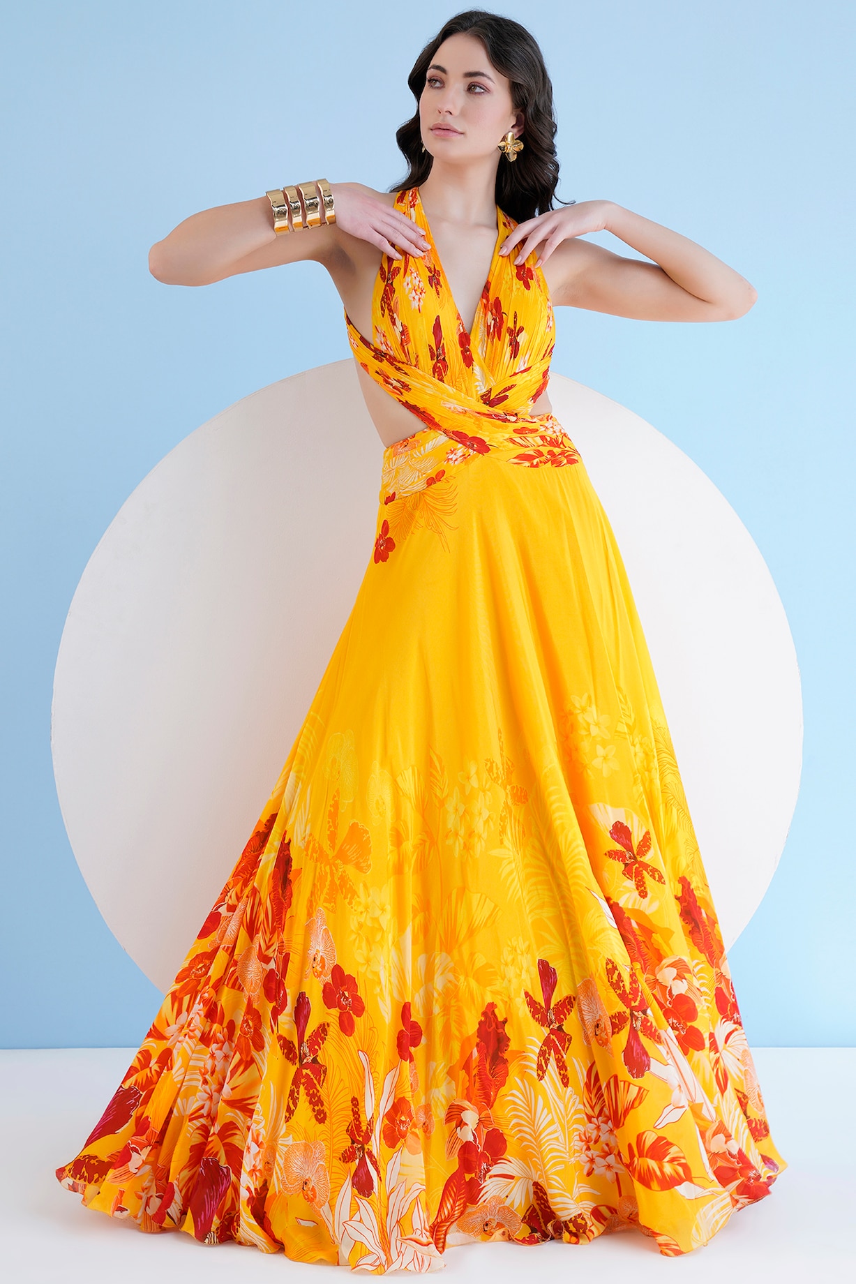 slim fit dress slacks Carly Boho Halter Neck Floral Maxi Dress main image 1