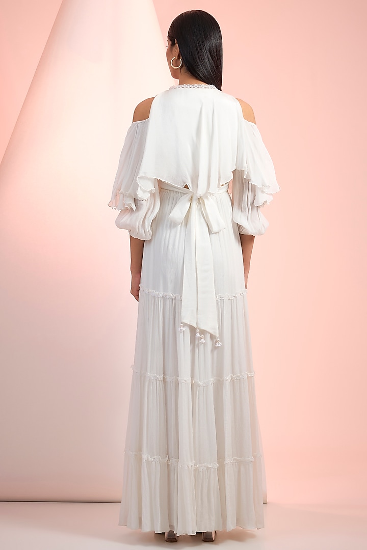 Off-White Chiffon Butterfly Vacation Dress by Mandira Wirk - Resort at Pernia's Pop Up Shop