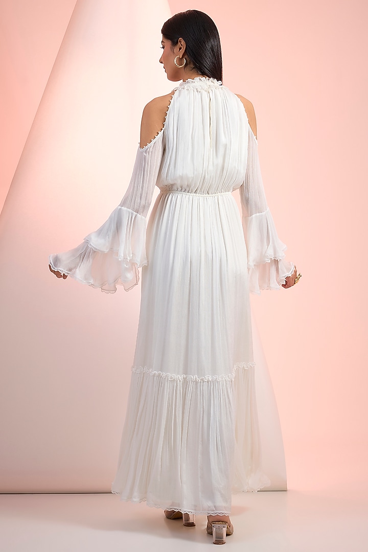 Off-White Chiffon Maxi Vacation Dress by Mandira Wirk - Resort at Pernia's Pop Up Shop