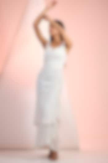 Off-White Chiffon Maxi Two-Tiered Vacation Dress by Mandira Wirk - Resort at Pernia's Pop Up Shop