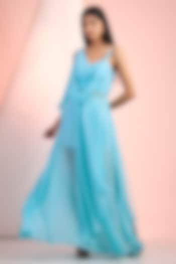 Sky Blue Chiffon Vacation Dress by Mandira Wirk - Resort at Pernia's Pop Up Shop