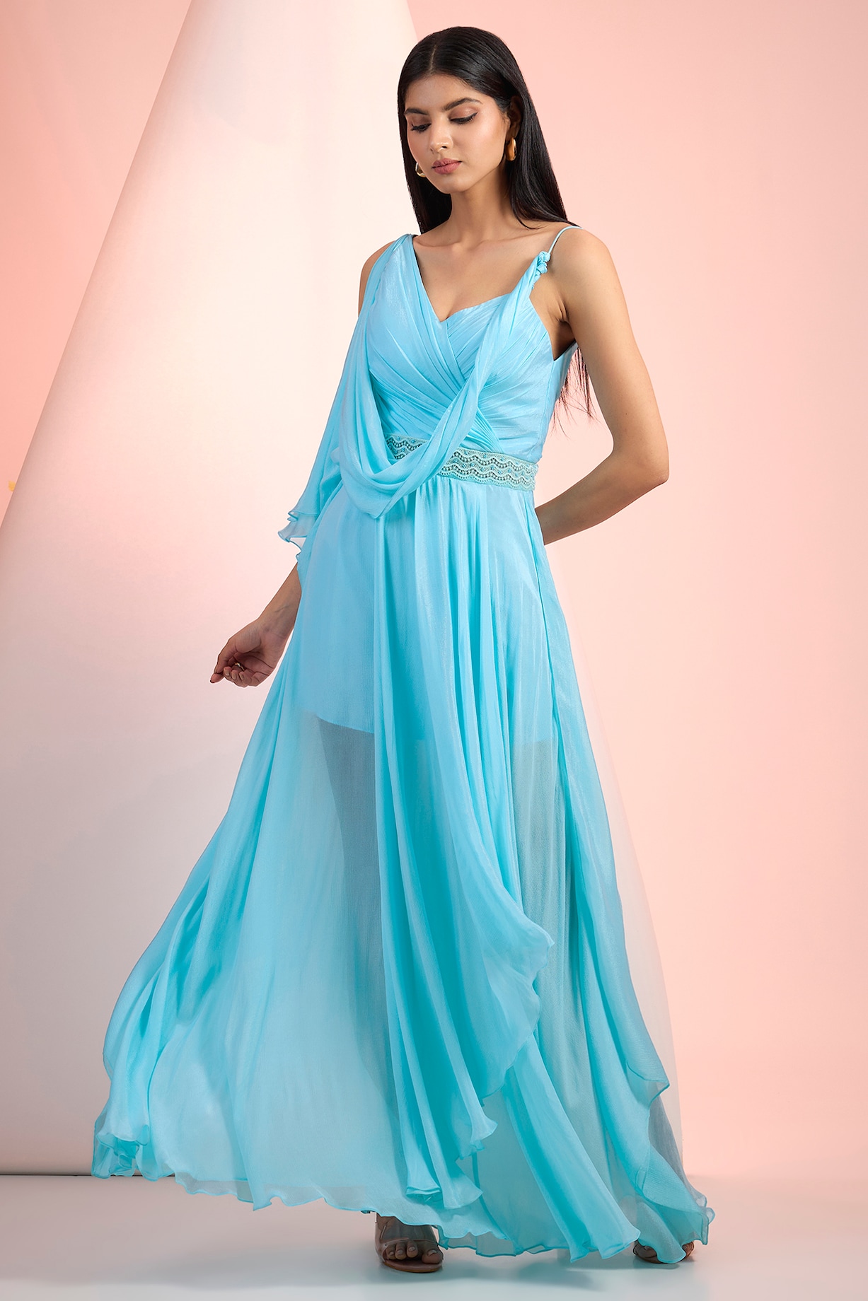 Sky Blue Chiffon Vacation Dress by Mandira Wirk - Resort at Pernia's Pop Up  Shop 2026