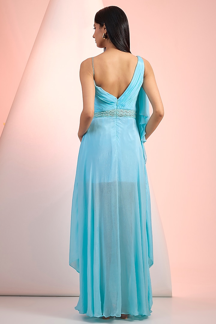 Sky Blue Chiffon Vacation Dress by Mandira Wirk - Resort at Pernia's Pop Up Shop