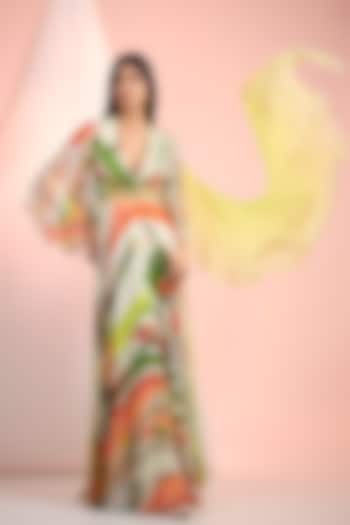 Green Chiffon Printed Maxi Vacation Dress by Mandira Wirk - Resort at Pernia's Pop Up Shop