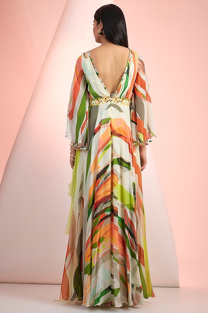Green Chiffon Printed Maxi Vacation Dress by Mandira Wirk - Resort at Pernia's Pop Up Shop