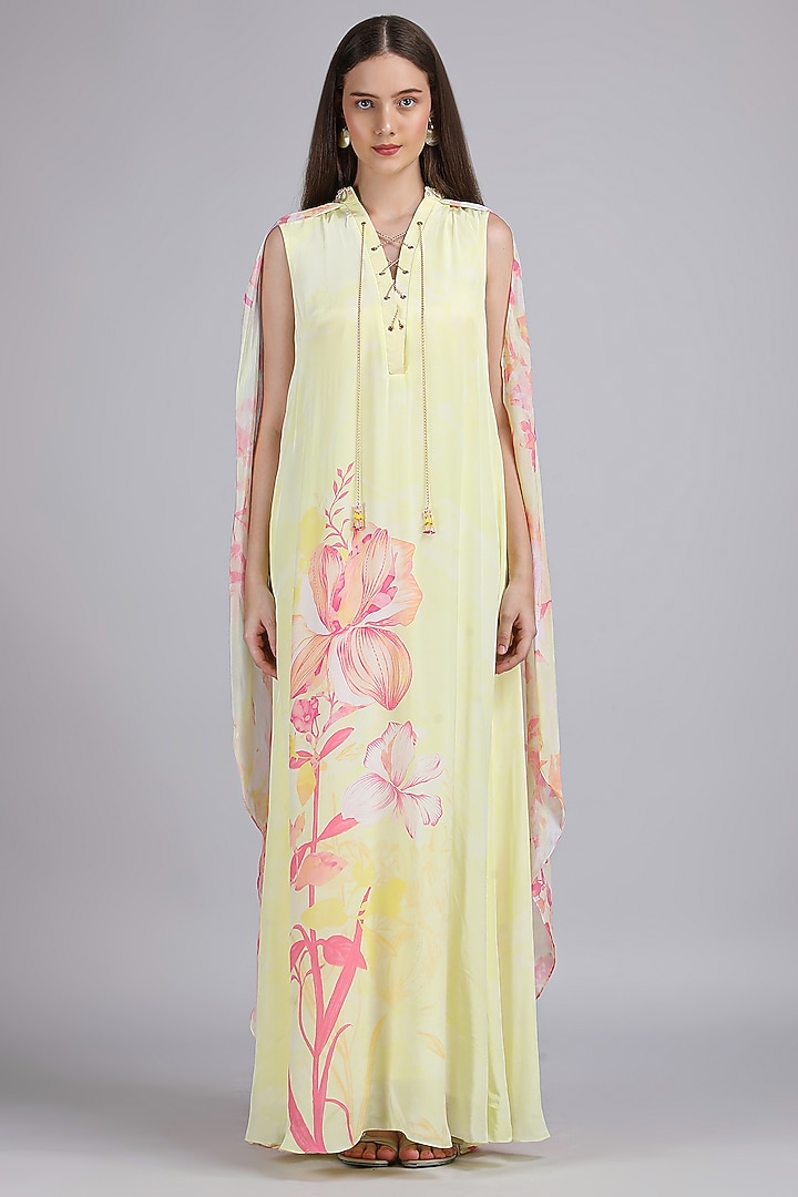 Butter Yellow Viscose Crepe Maxi Vacation Dress by Mandira Wirk - Resort at Pernia's Pop Up Shop