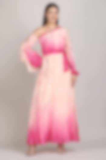 Pink Viscose Crepe One-Shoulder Maxi Vacation Dress by Mandira Wirk - Resort at Pernia's Pop Up Shop