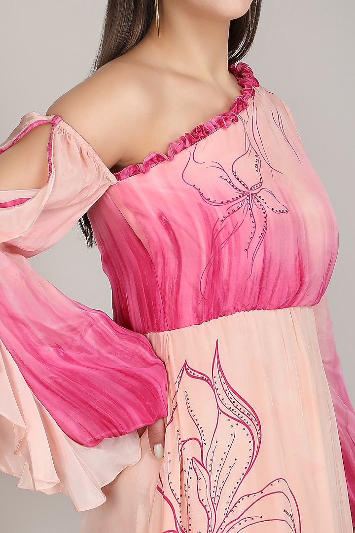 Pink Viscose Crepe One-Shoulder Maxi Vacation Dress by Mandira Wirk - Resort at Pernia's Pop Up Shop