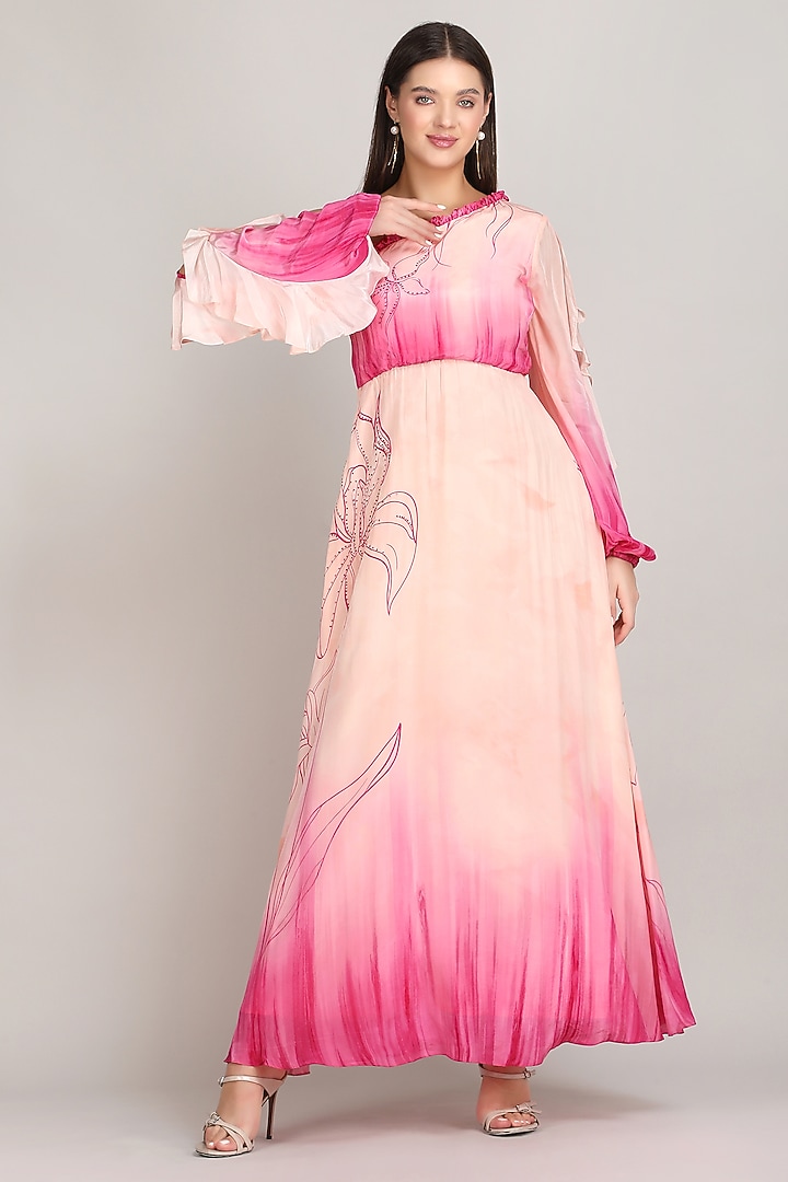 Pink Viscose Crepe One-Shoulder Maxi Vacation Dress by Mandira Wirk - Resort at Pernia's Pop Up Shop