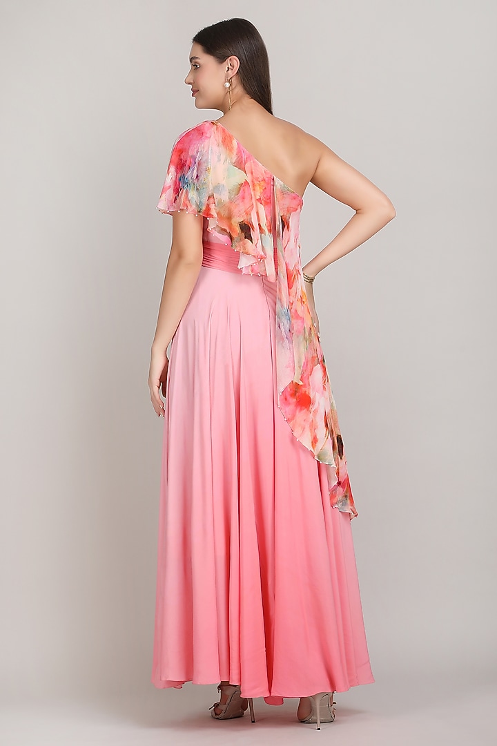 Pink Ombre Viscose Crepe One-Shoulder Vacation Dress by Mandira Wirk - Resort at Pernia's Pop Up Shop