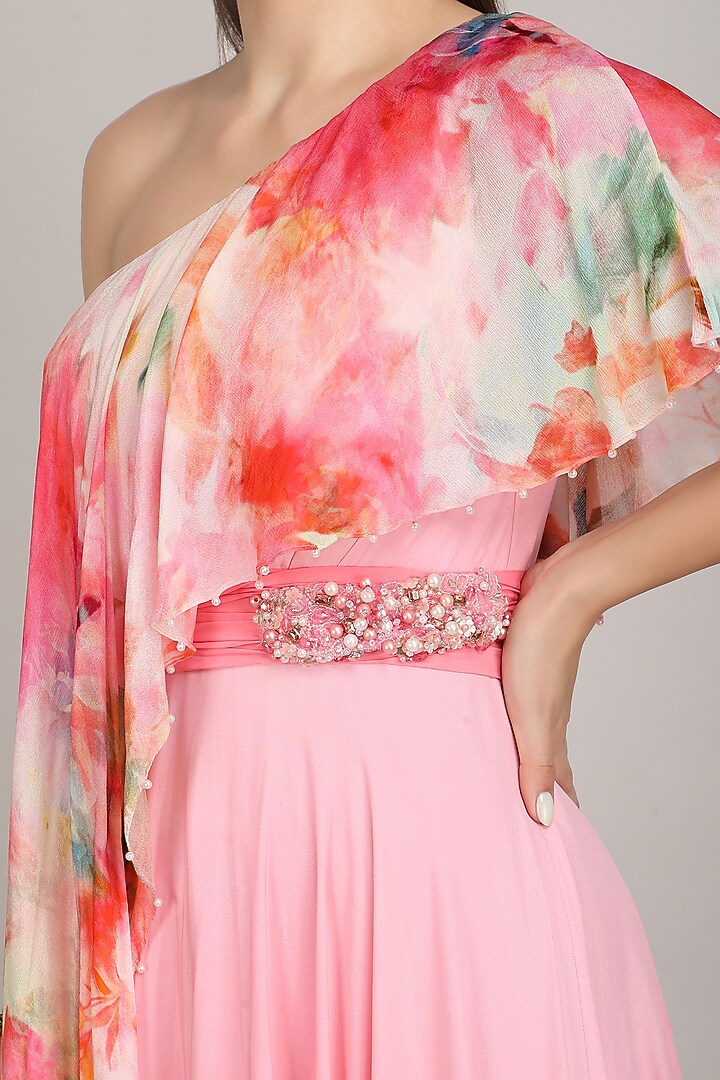 Pink Ombre Viscose Crepe One-Shoulder Vacation Dress by Mandira Wirk - Resort at Pernia's Pop Up Shop