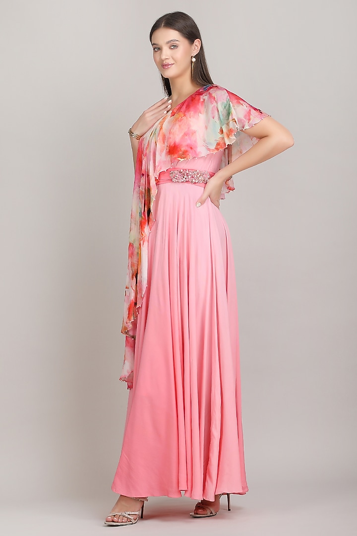 Pink Ombre Viscose Crepe One-Shoulder Vacation Dress by Mandira Wirk - Resort at Pernia's Pop Up Shop