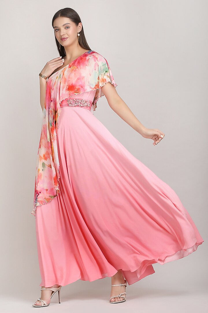 Pink Ombre Viscose Crepe One-Shoulder Vacation Dress by Mandira Wirk - Resort at Pernia's Pop Up Shop