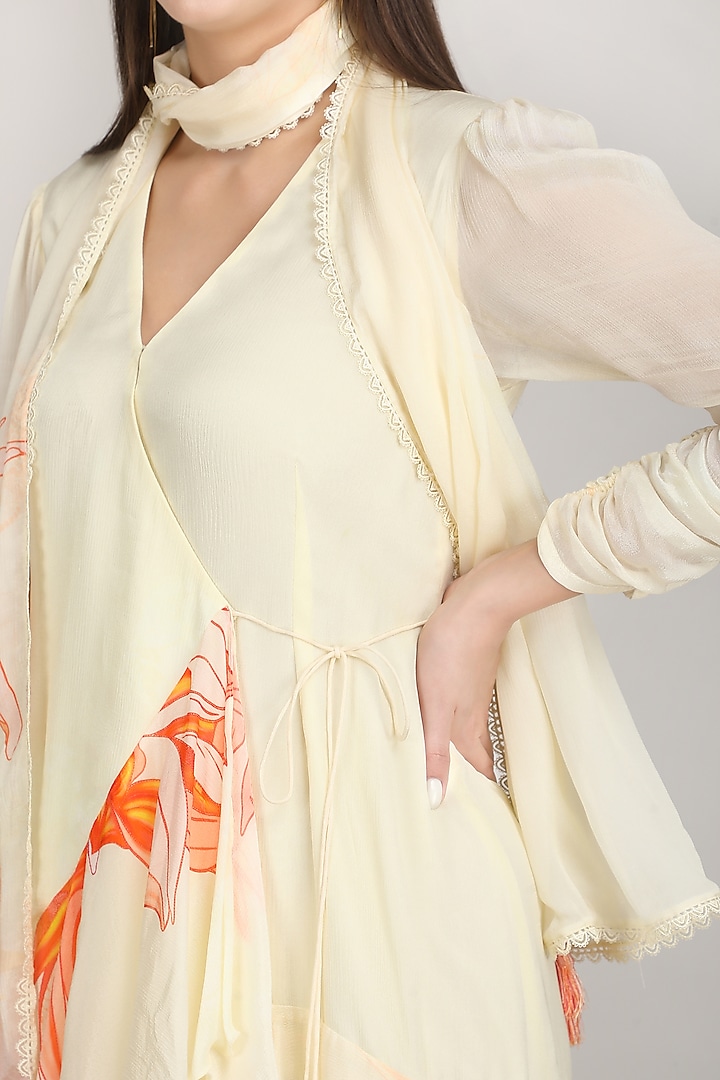 Light Beige Viscose Chiffon High-Low Vacation Dress by Mandira Wirk - Resort at Pernia's Pop Up Shop