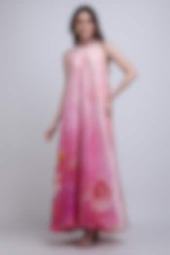 Pink Organza Embroidered Sleeveless Maxi Vacation Dress by Mandira Wirk - Resort at Pernia's Pop Up Shop