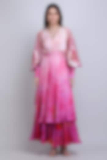 Pink Chiffon Satin Floral Maxi Cocktail Dress by Mandira Wirk - Resort at Pernia's Pop Up Shop