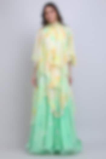 Yellow Viscose Chiffon High-Neck Maxi Cocktail Dress by Mandira Wirk - Resort at Pernia's Pop Up Shop