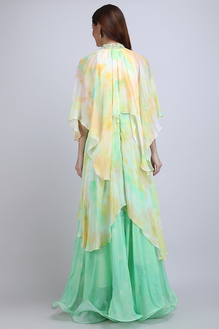 Yellow Viscose Chiffon High-Neck Maxi Cocktail Dress by Mandira Wirk - Resort at Pernia's Pop Up Shop