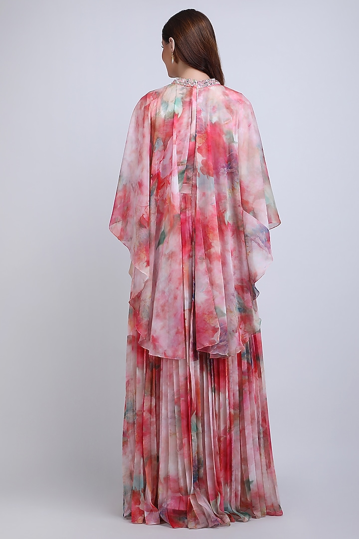 Multi-Colored Poly Chiffon Floral Printed Maxi Vacation Dress by Mandira Wirk - Resort at Pernia's Pop Up Shop