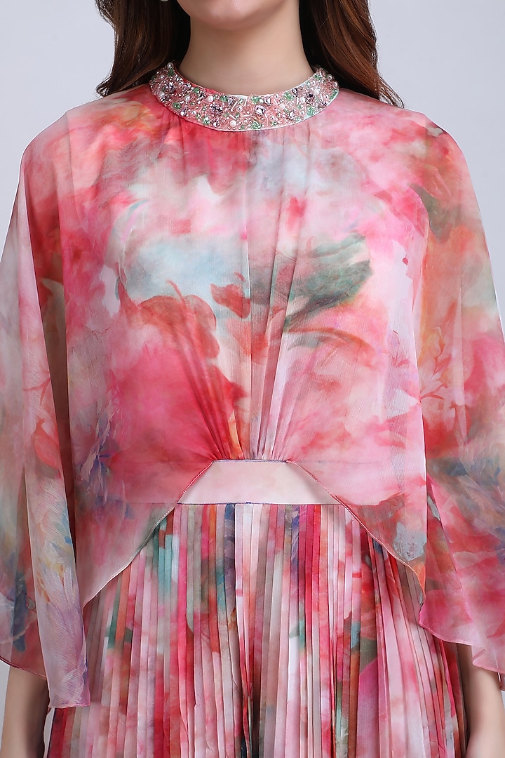 Multi-Colored Poly Chiffon Floral Printed Maxi Vacation Dress by Mandira Wirk - Resort at Pernia's Pop Up Shop