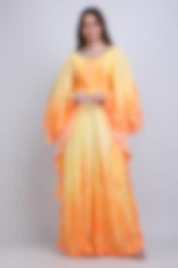 Orange Viscose Crepe Embroidered Jumpsuit by Mandira Wirk - Resort at Pernia's Pop Up Shop