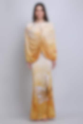 Ochre Silk Jersey Printed Jacket Cocktail Dress by Mandira Wirk - Resort at Pernia's Pop Up Shop