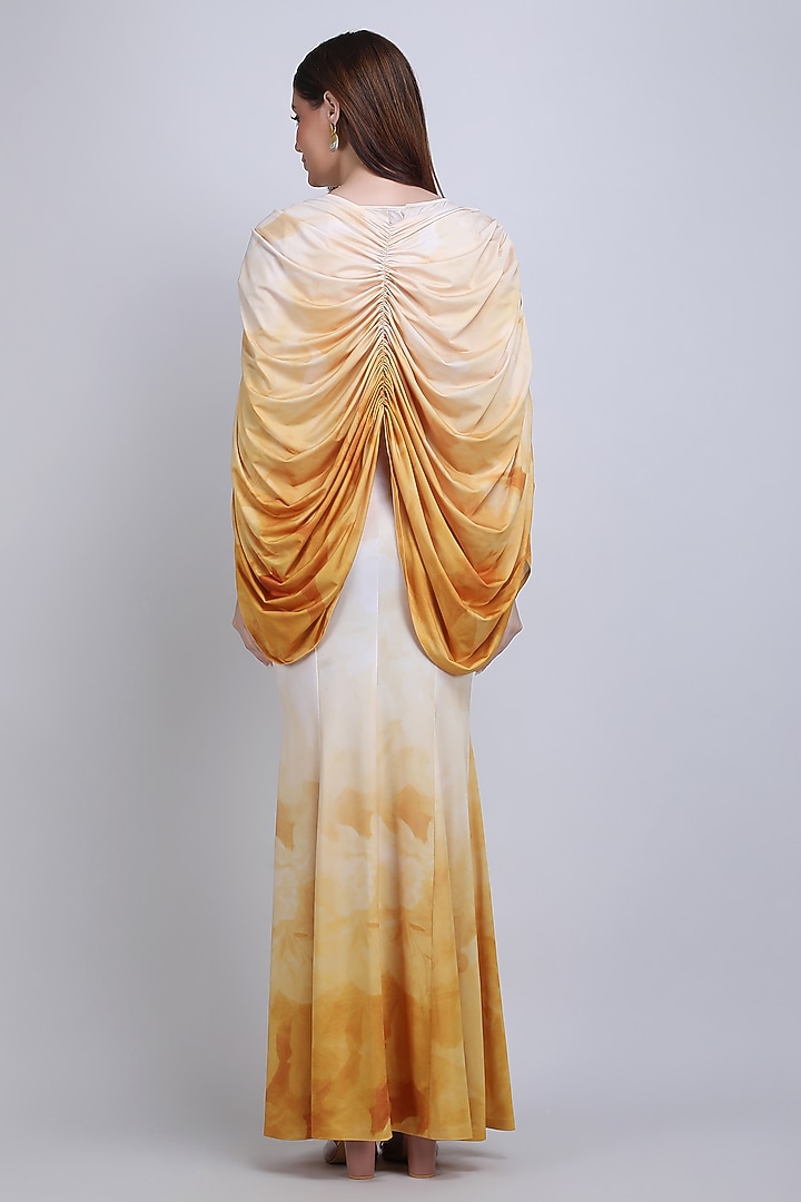 Ochre Silk Jersey Printed Jacket Cocktail Dress by Mandira Wirk - Resort at Pernia's Pop Up Shop