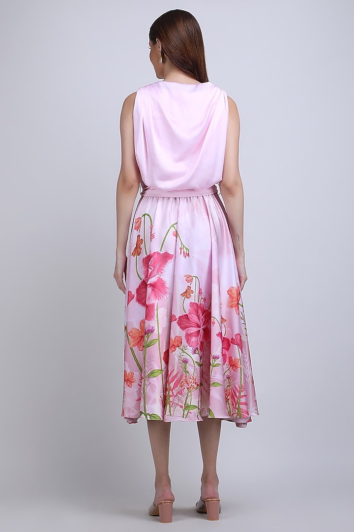 Pink Silk Crepe Handwork Vacation Dress by Mandira Wirk - Resort at Pernia's Pop Up Shop