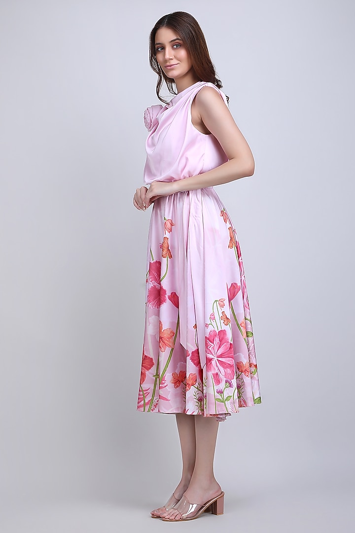 Pink Silk Crepe Handwork Vacation Dress by Mandira Wirk - Resort at Pernia's Pop Up Shop