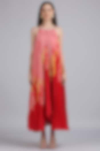 Pink Georgette Floral Vacation Dress by Mandira Wirk - Resort at Pernia's Pop Up Shop
