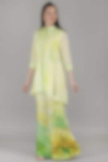 Yellow Viscose Chiffon & Cotton Linen Co-Ord Set by Mandira Wirk - Resort at Pernia's Pop Up Shop
