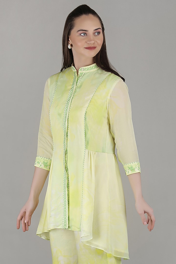Yellow Viscose Chiffon & Cotton Linen Co-Ord Set by Mandira Wirk - Resort at Pernia's Pop Up Shop