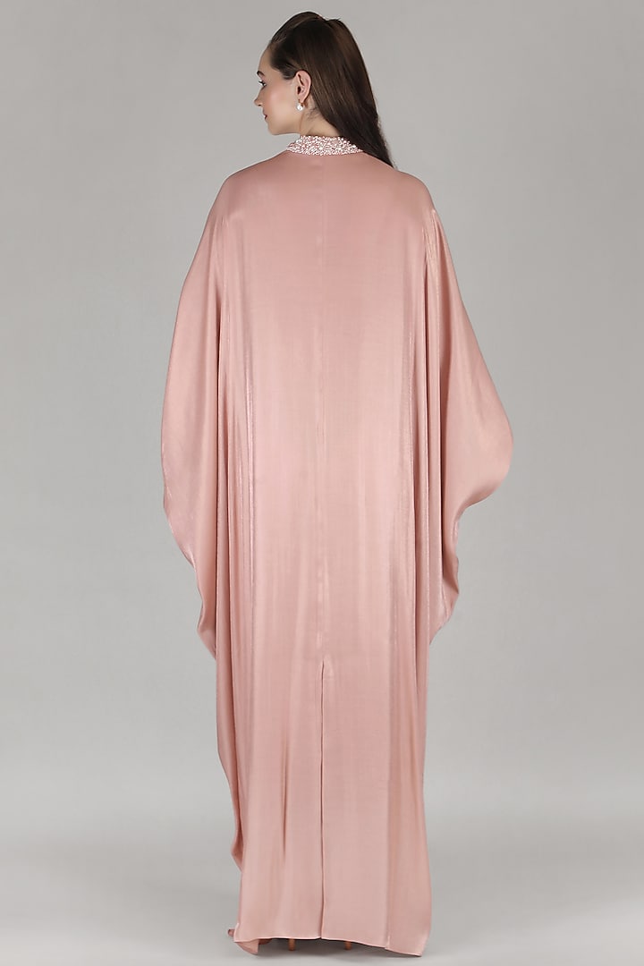 Pink Crystal Satin Kaftan by Mandira Wirk - Resort at Pernia's Pop Up Shop