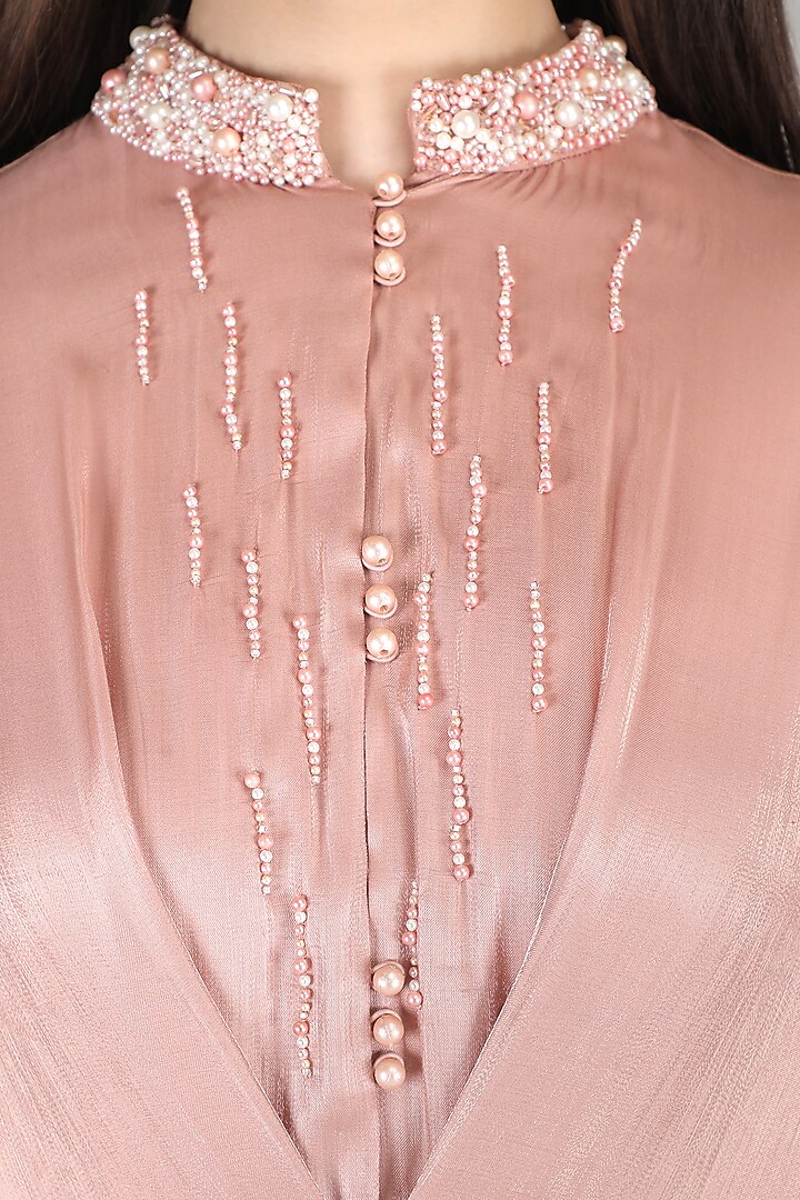 Pink Crystal Satin Kaftan by Mandira Wirk - Resort at Pernia's Pop Up Shop