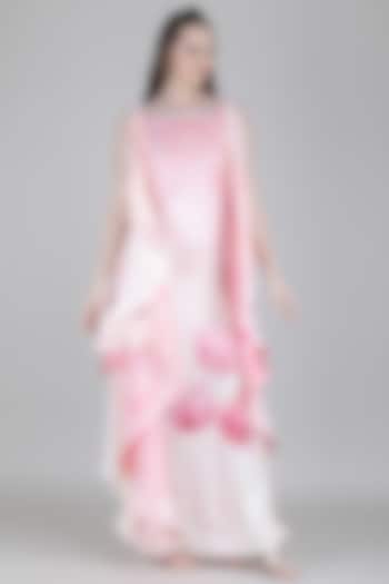 Pink Crystal Satin Layered Vacation Dress by Mandira Wirk - Resort at Pernia's Pop Up Shop