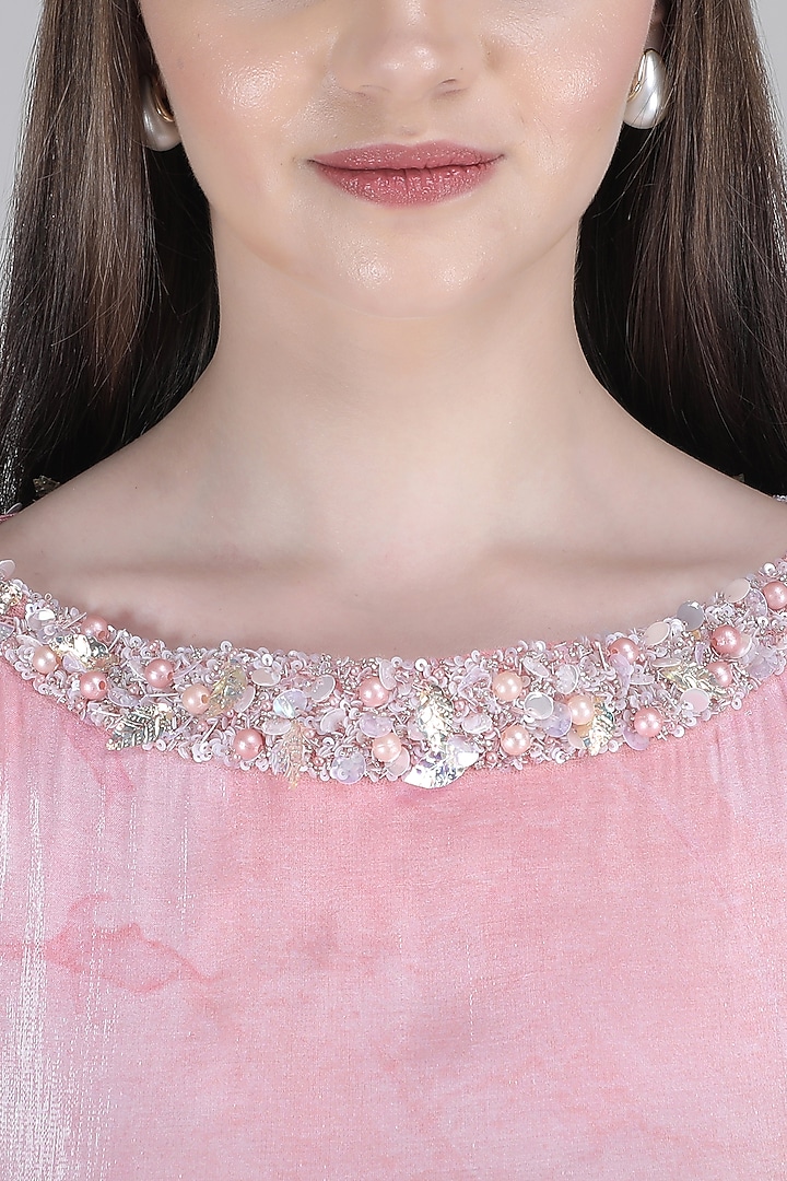 Pink Crystal Satin Layered Vacation Dress by Mandira Wirk - Resort at Pernia's Pop Up Shop