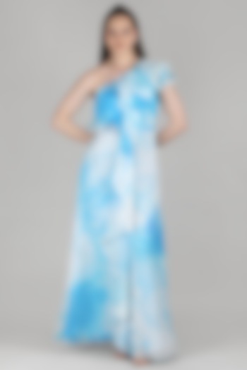 Blue Viscose Chiffon Ruffle One-Shoulder Vacation Dress by Mandira Wirk - Resort at Pernia's Pop Up Shop