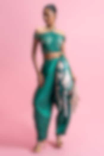 Green Armani Satin Printed Co-Ord Set by Mandira Wirk - Resort at Pernia's Pop Up Shop