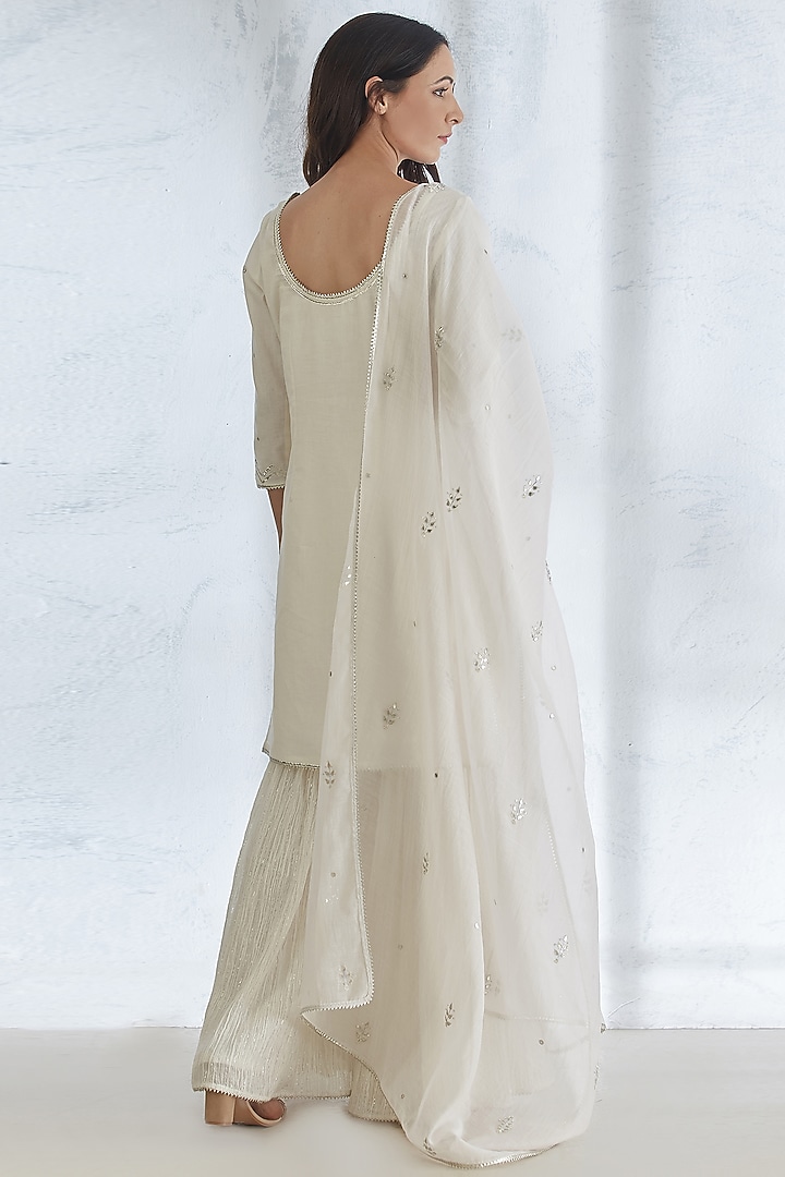 Ivory Embroidered Kurta Set by Mandira Wirk - Indian at Pernia's Pop Up Shop