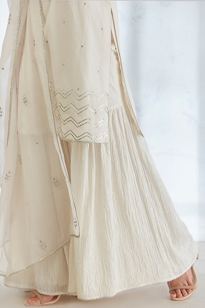 Ivory Embroidered Kurta Set by Mandira Wirk - Indian at Pernia's Pop Up Shop