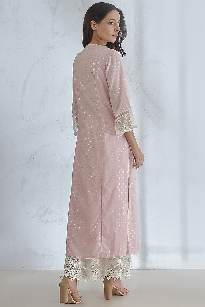 Icy Pink Lace Kurta With Pants by Mandira Wirk - Indian at Pernia's Pop Up Shop