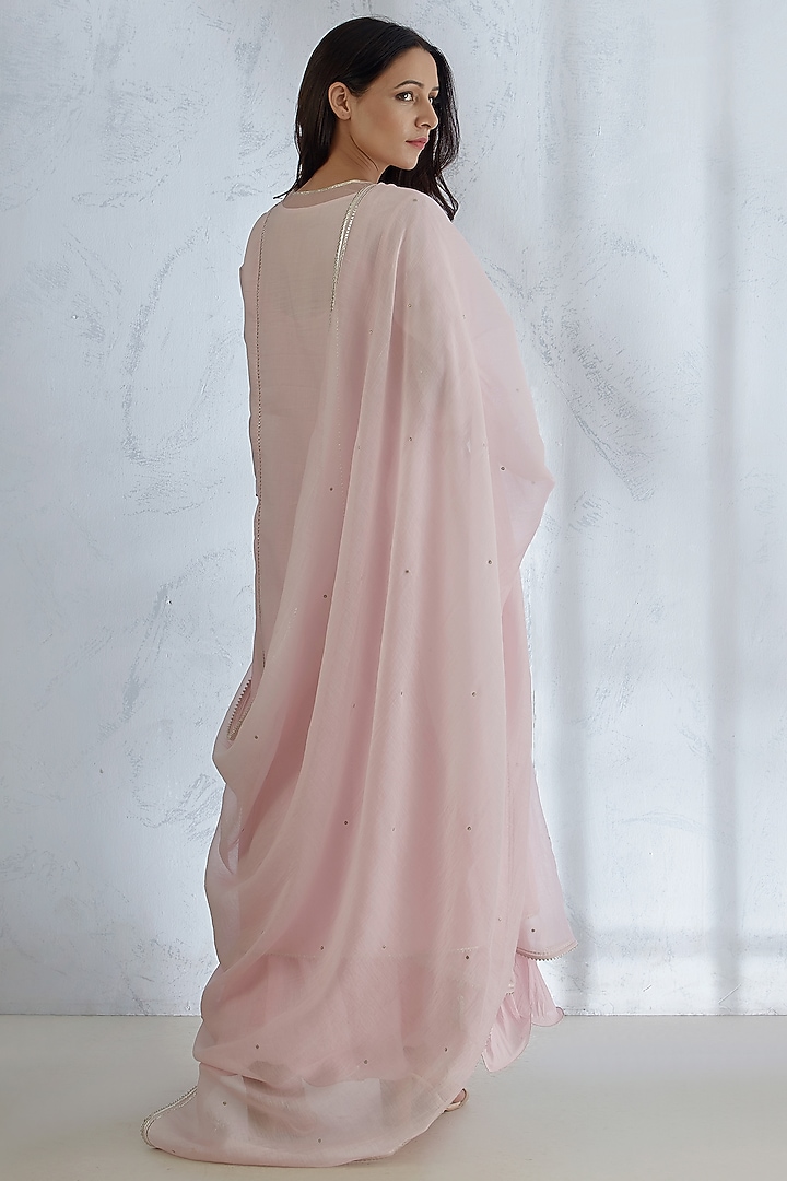 Icy Pink Hand Embroidered Kurta With Dupatta by Mandira Wirk - Indian at Pernia's Pop Up Shop