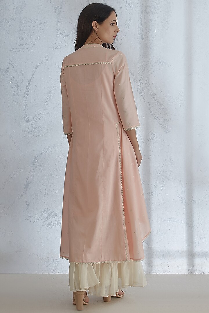 Pink Dori & Pearl Embroidered Kurta Set by Mandira Wirk - Indian at Pernia's Pop Up Shop
