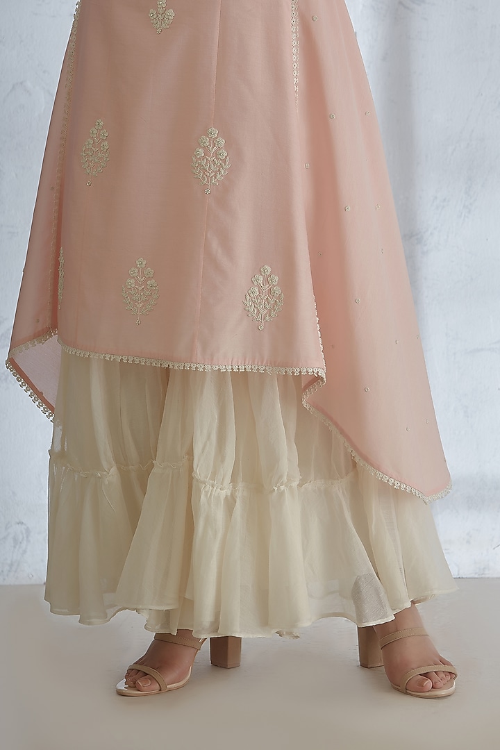 Pink Dori & Pearl Embroidered Kurta Set by Mandira Wirk - Indian at Pernia's Pop Up Shop