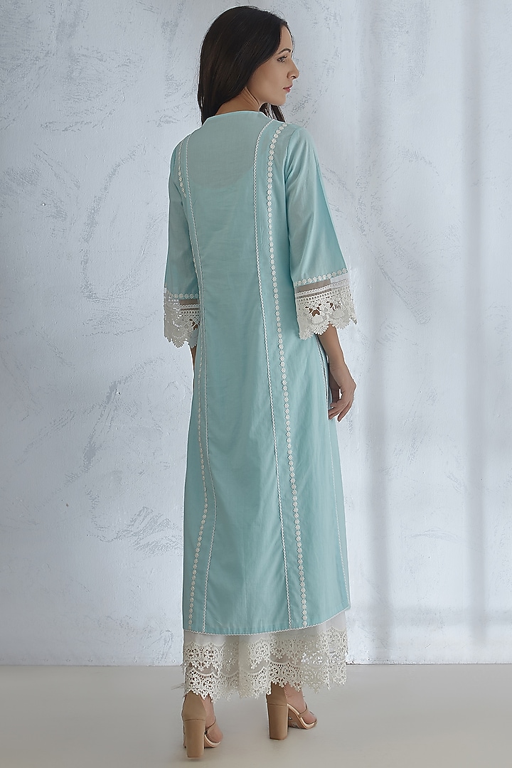 Light Blue Kurta With Pants by Mandira Wirk - Indian at Pernia's Pop Up Shop