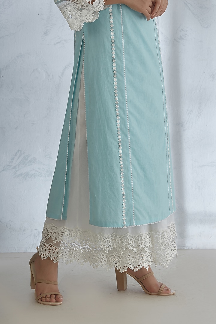 Light Blue Kurta With Pants by Mandira Wirk - Indian at Pernia's Pop Up Shop