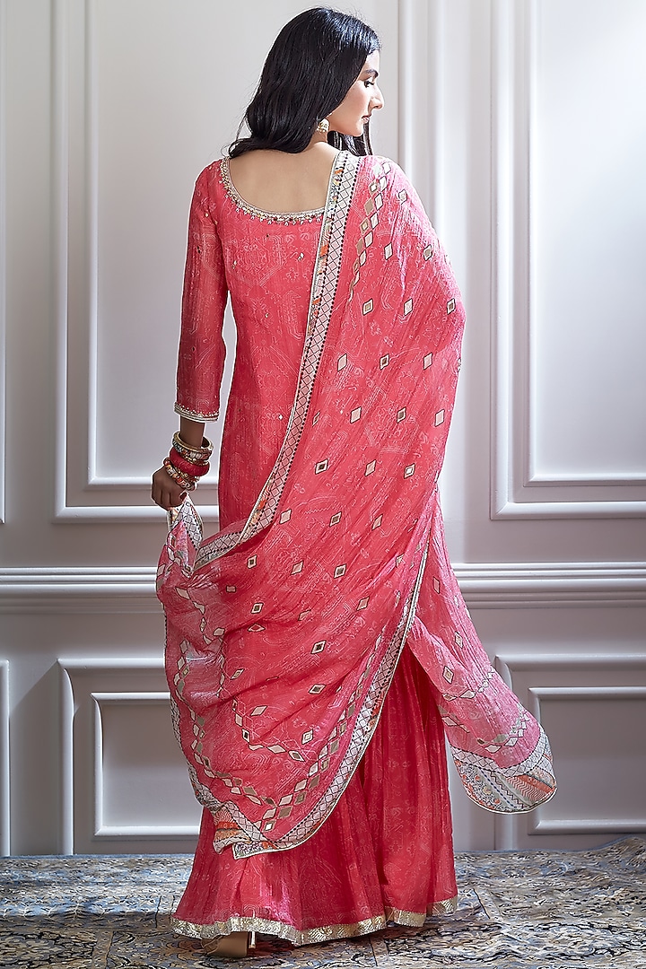 Pink Embroidered Wedding Sharara Set by Mandira Wirk - Indian at Pernia's Pop Up Shop